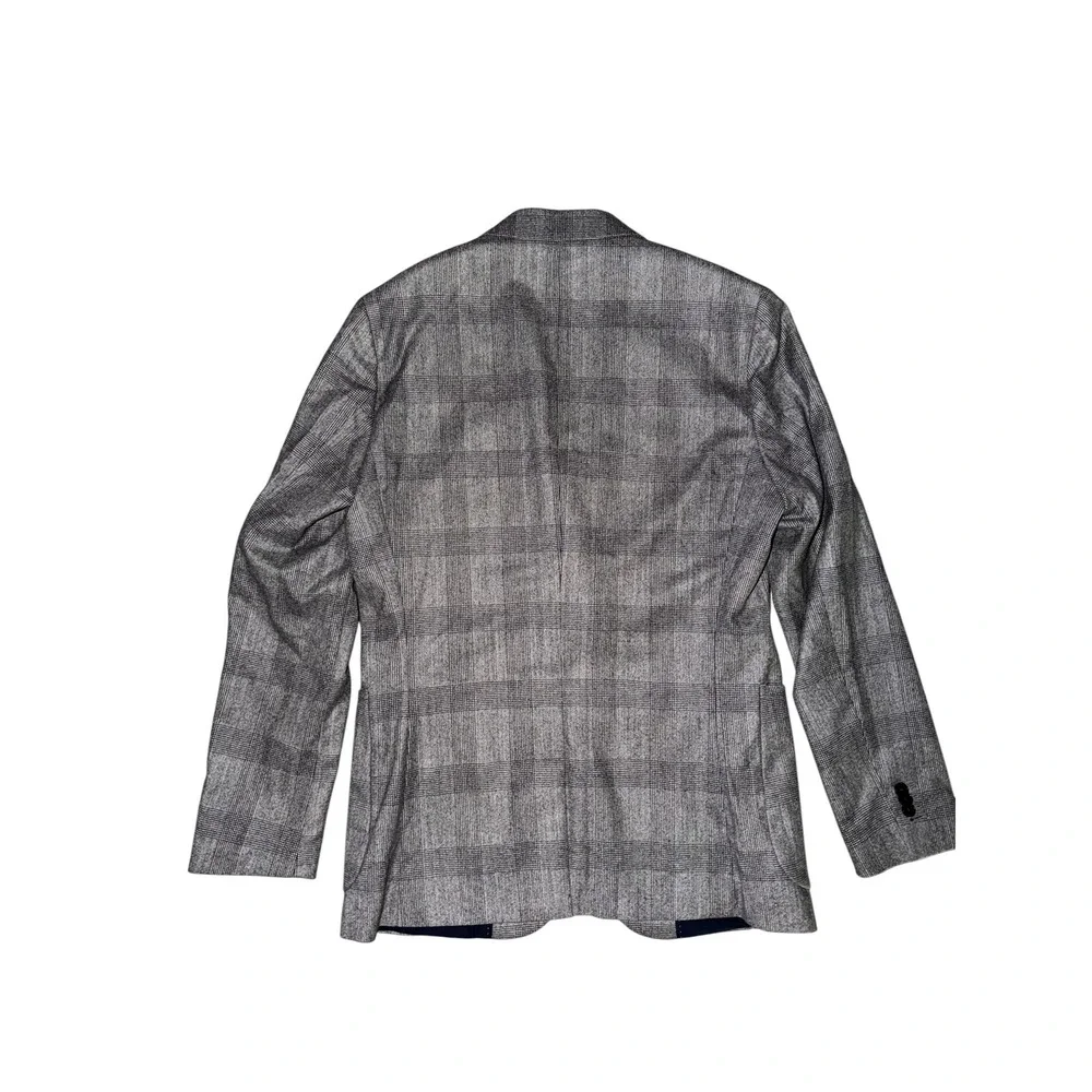 Banana Republic Vitale Barberis Canonico Wool Blazer Grey Plaid 38R Slim Fit A1